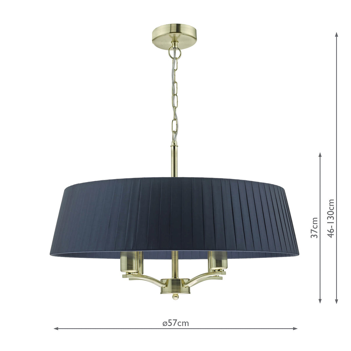Cristin 4 Light Pendant Satin Brass With Navy Shade<br>Satin Brass