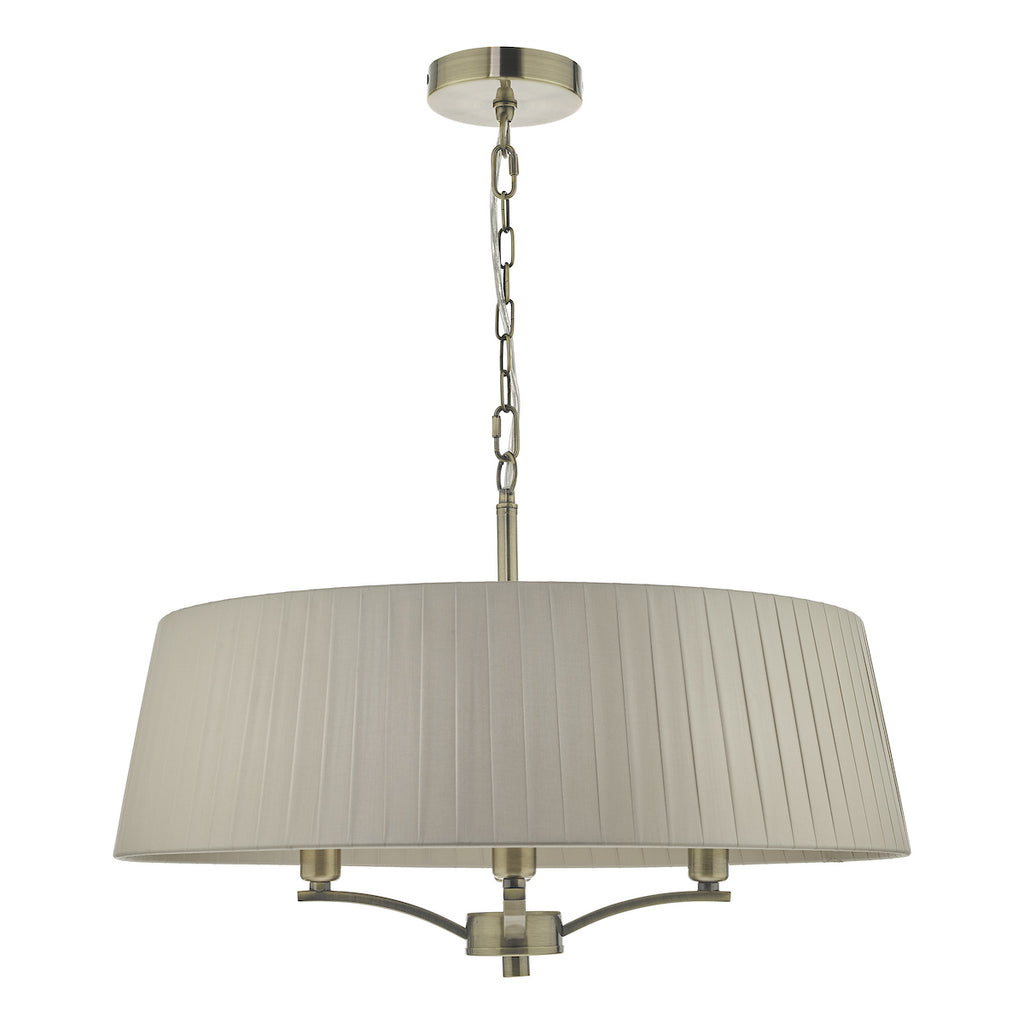Cristin 4 Light Pendant Antique Brass With Taupe Shade<br>Antique Brass