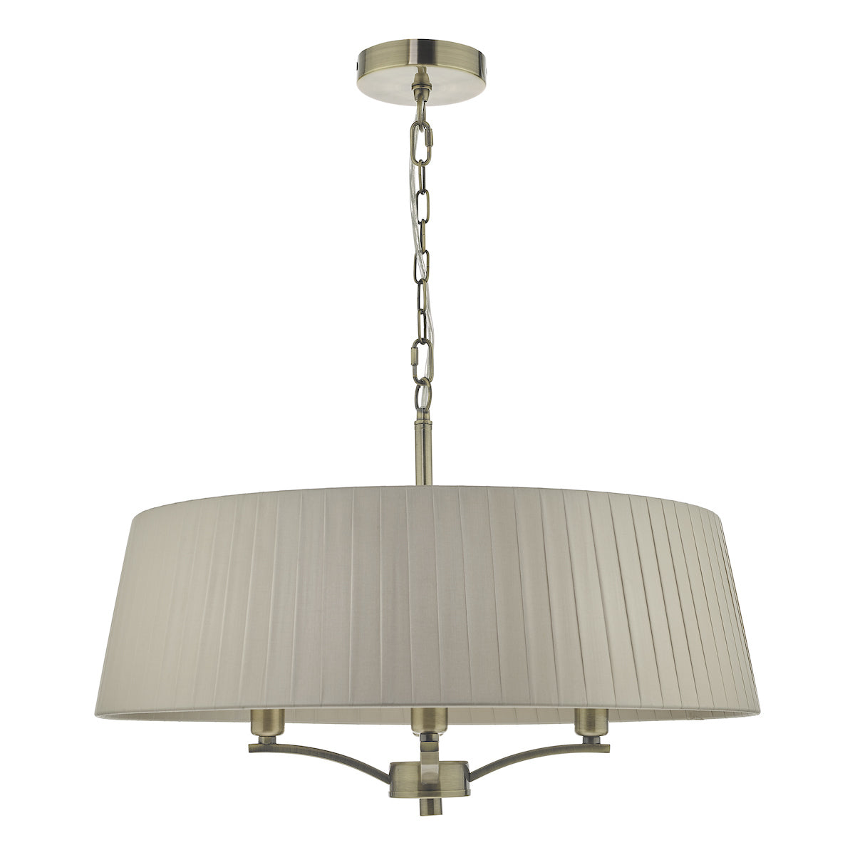 Cristin 4 Light Pendant Antique Brass With Taupe Shade<br>Antique Brass