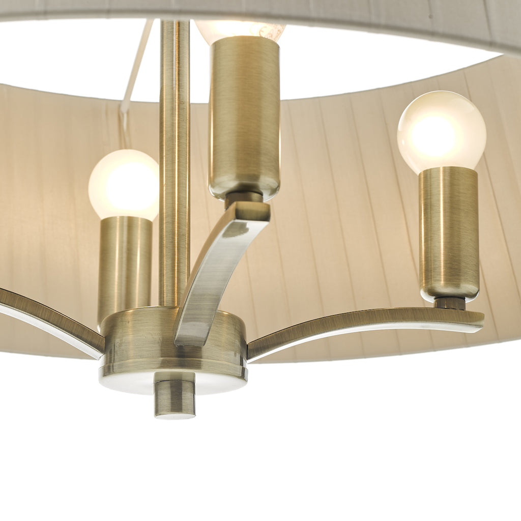 Cristin 4 Light Pendant Antique Brass With Taupe Shade<br>Antique Brass