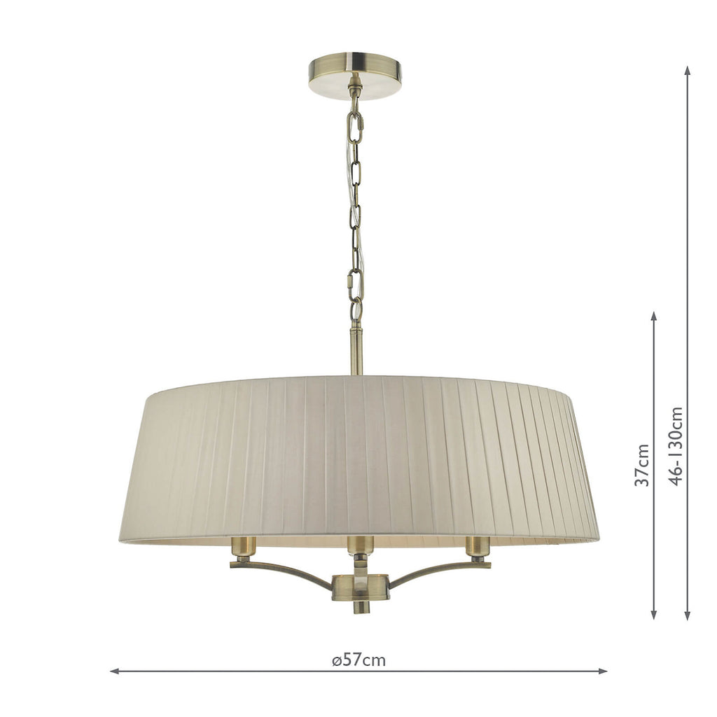 Cristin 4 Light Pendant Antique Brass With Taupe Shade<br>Antique Brass