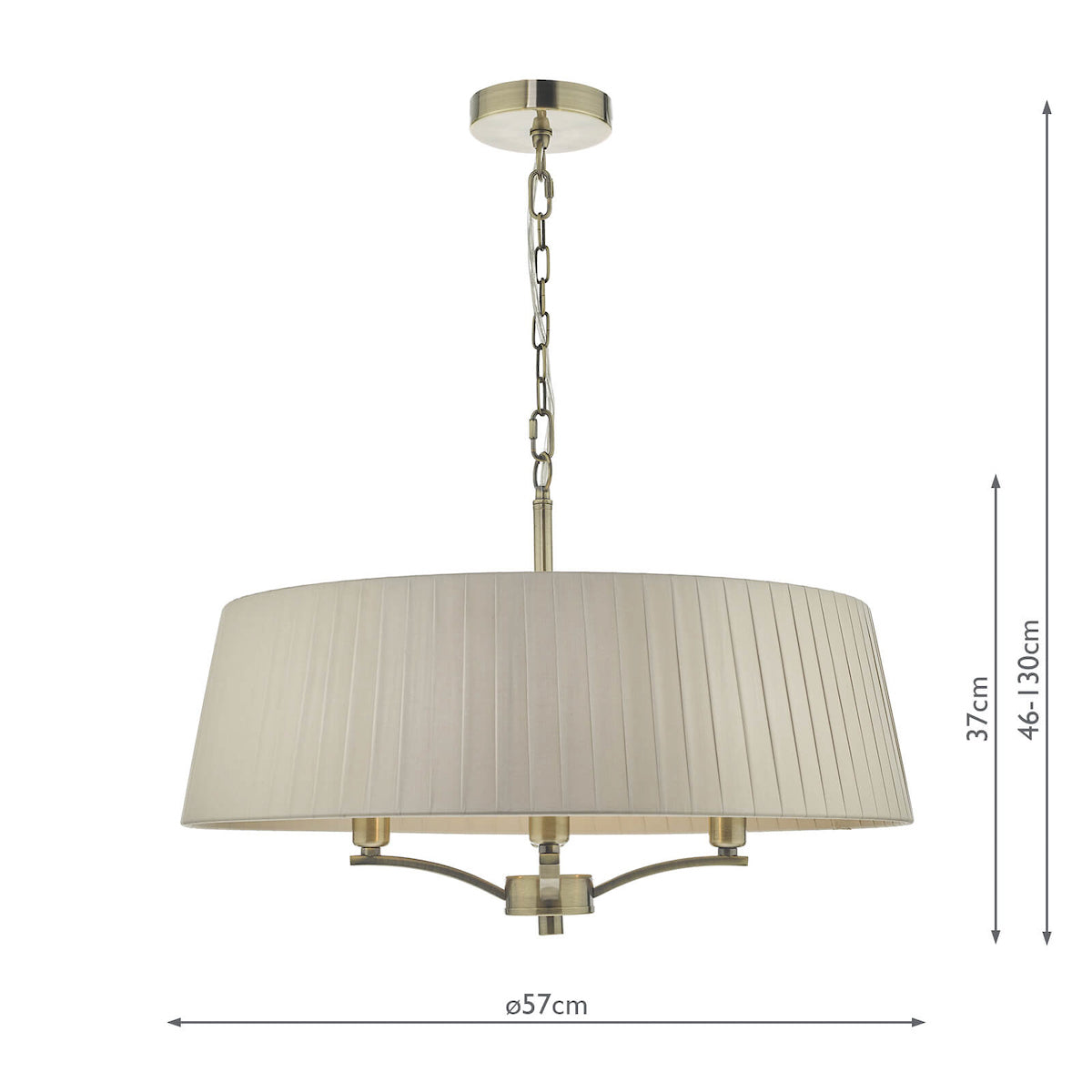 Cristin 4 Light Pendant Antique Brass With Taupe Shade<br>Antique Brass