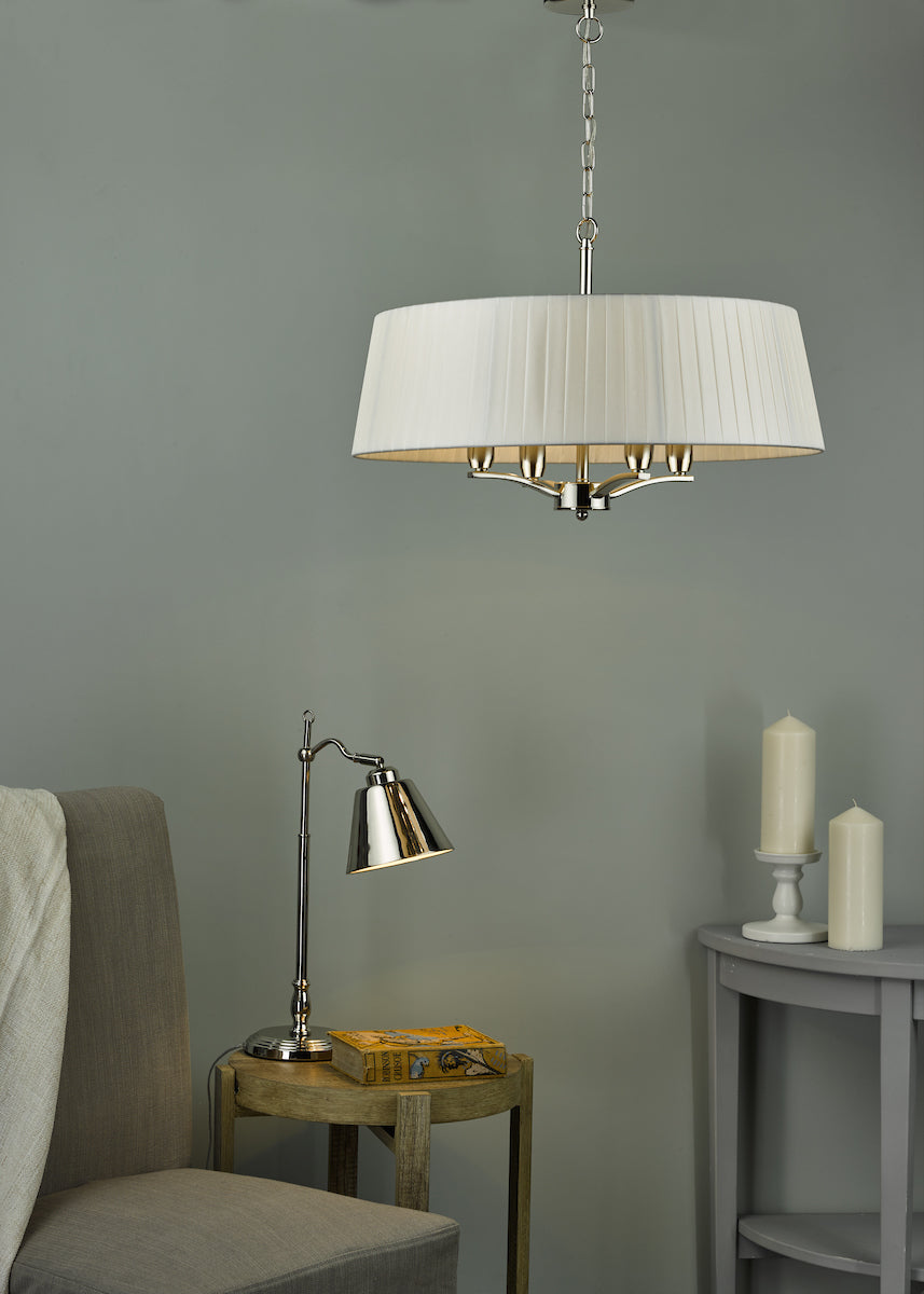 Cristin 4 Light Pendant Polished Nickel With Ivory Shade<br>Polished Nickel