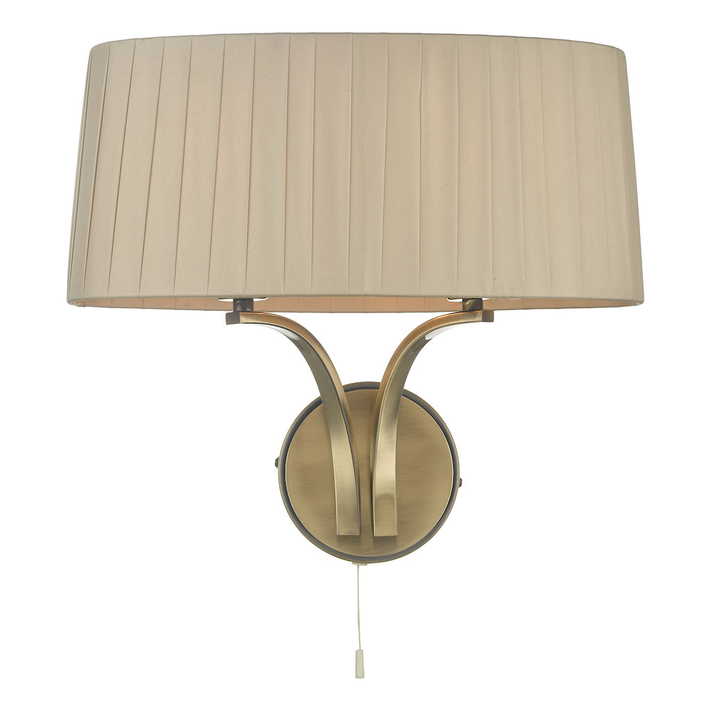 Cristin 2 Light Wall Light Antique Brass With Taupe Shade <br>Antique Brass