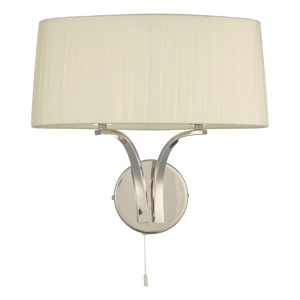 Cristin 2 Light Wall Light Polished Nickel With Ivory Shade <br>Polished Nickel