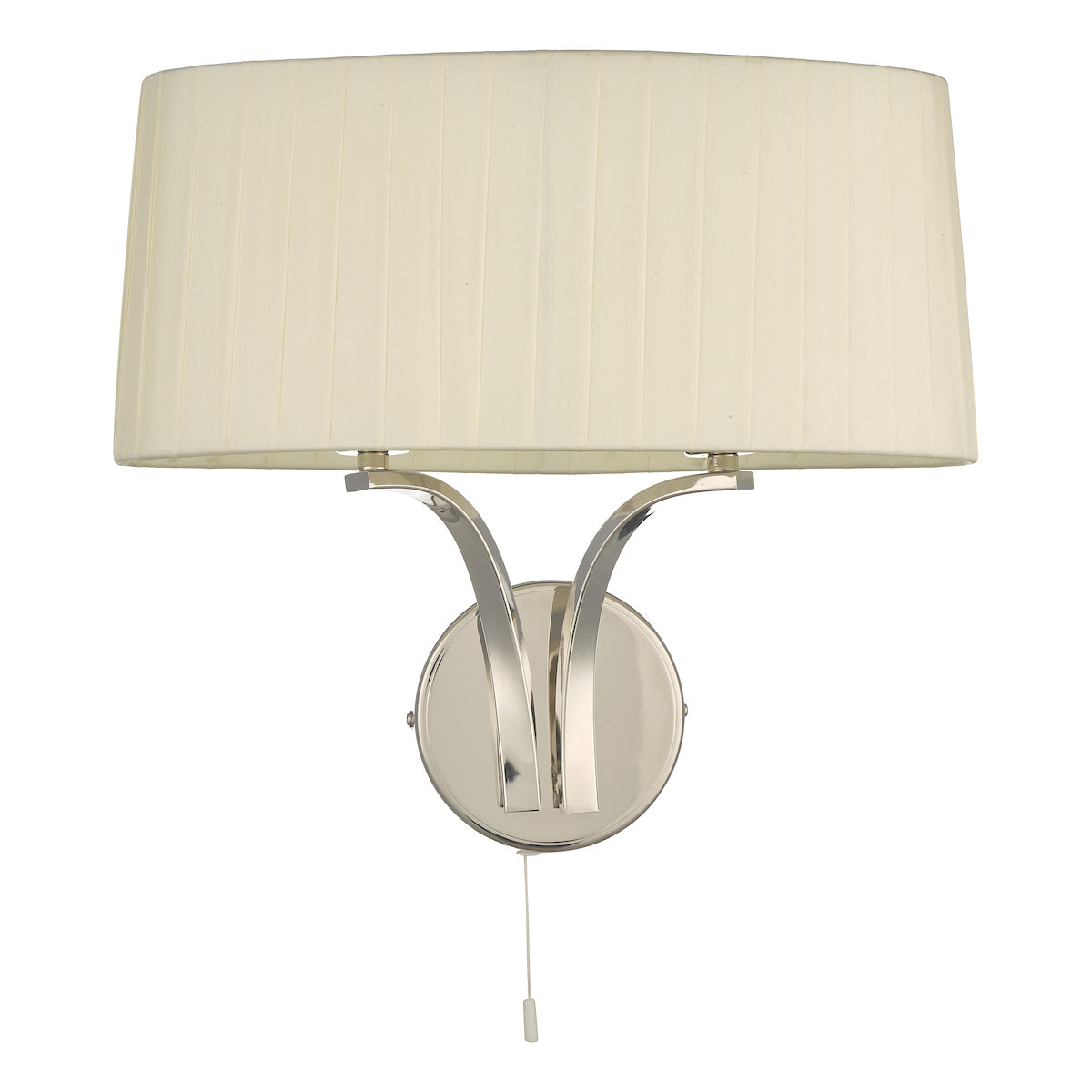 Cristin 2 Light Wall Light Polished Nickel With Ivory Shade <br>Polished Nickel