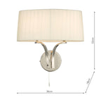 Cristin 2 Light Wall Light Polished Nickel With Ivory Shade <br>Polished Nickel