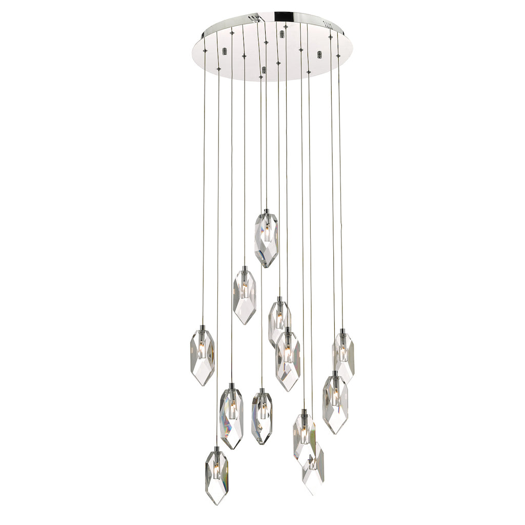 Crystal 12 Light Cluster Pendant Polished Chrome & Crystal<br>Crystal