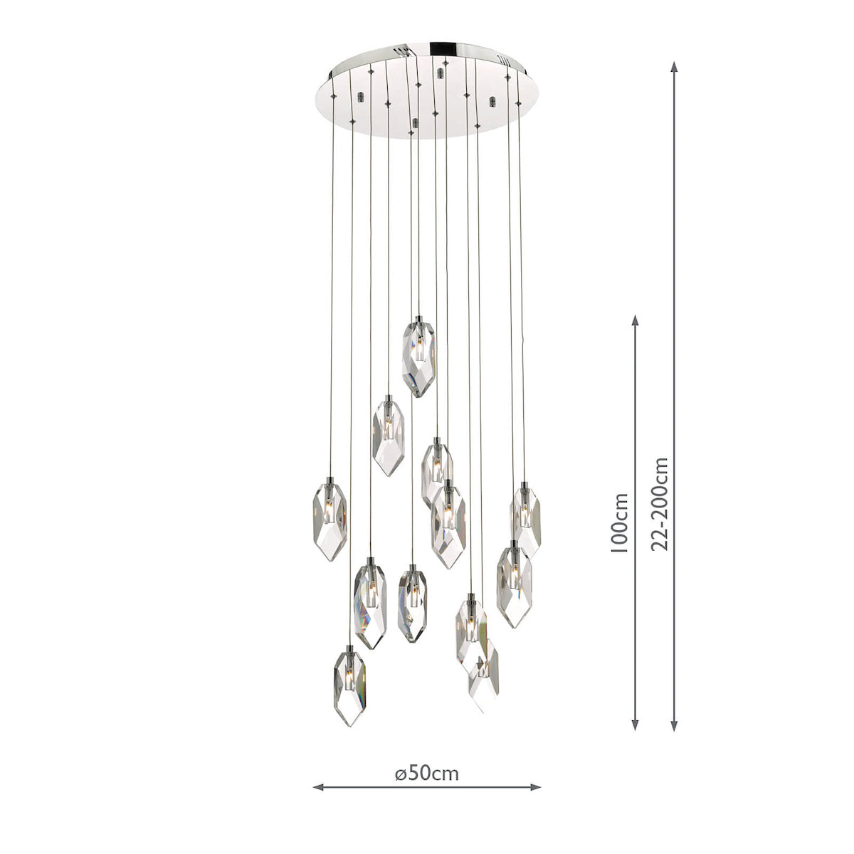 Crystal 12 Light Cluster Pendant Polished Chrome & Crystal<br>Crystal
