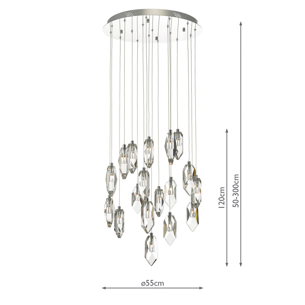 Crystal 18 Light Cluster Pendant Polished Chrome & Crystal<br>Crystal