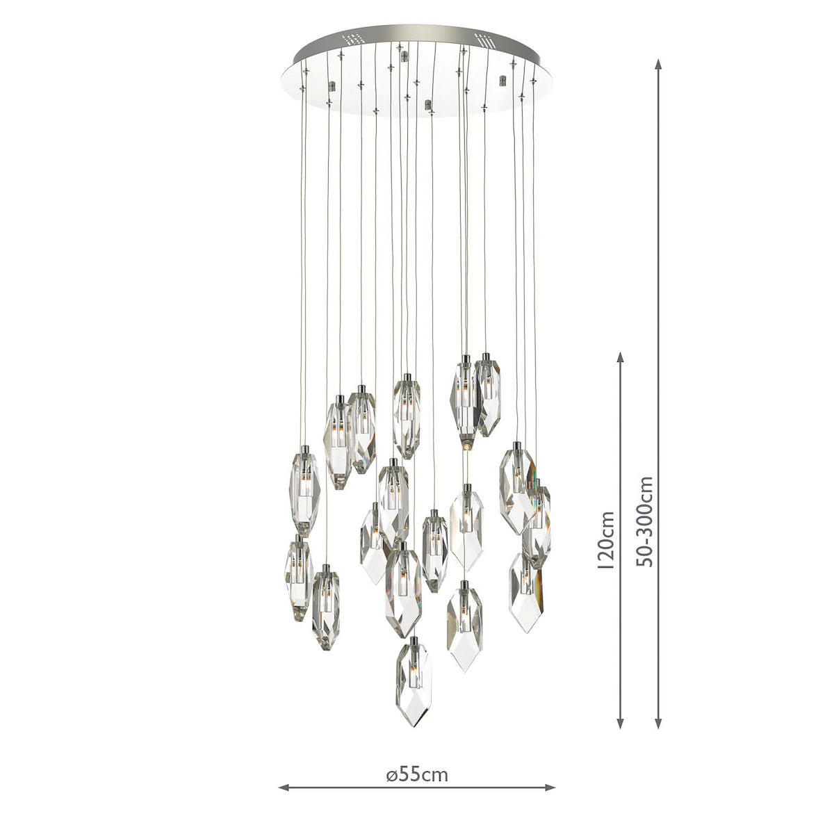 Crystal 18 Light Cluster Pendant Polished Chrome & Crystal<br>Crystal
