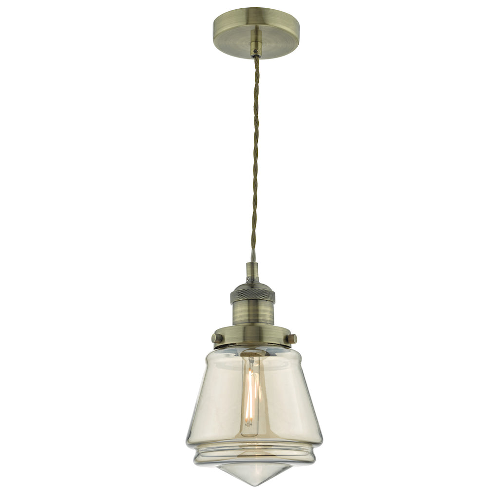 Curtis Pendant Antique Brass & Champagne Glass<br>Antique Brass