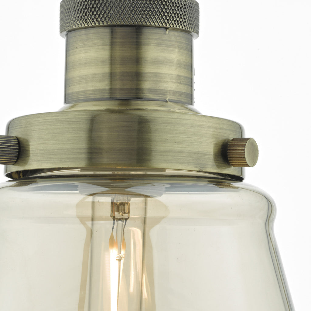 Curtis Pendant Antique Brass & Champagne Glass<br>Antique Brass