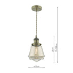 Curtis Pendant Antique Brass & Champagne Glass<br>Antique Brass