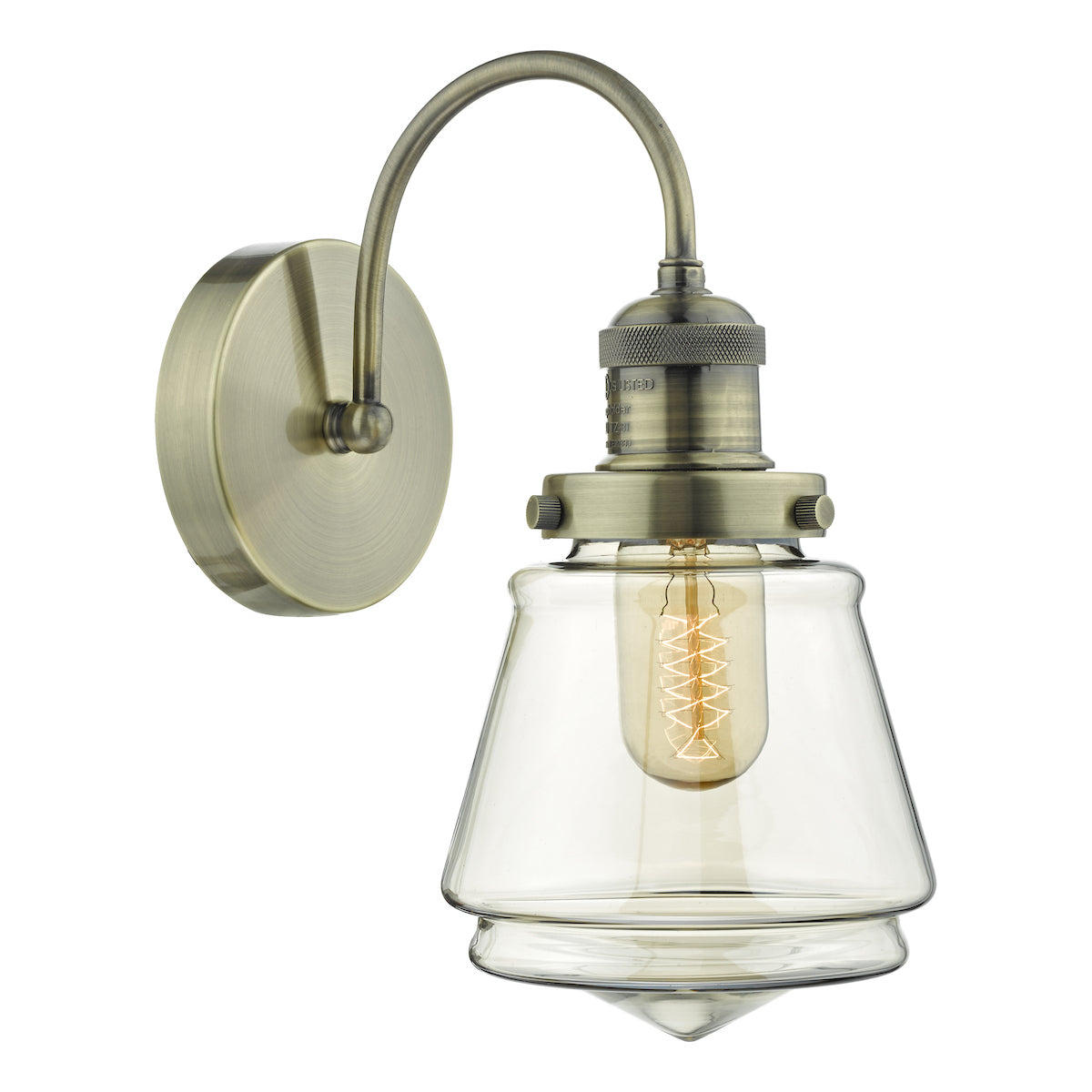 Curtis Wall Light Antique Brass & Champagne Glass<br>Antique Brass