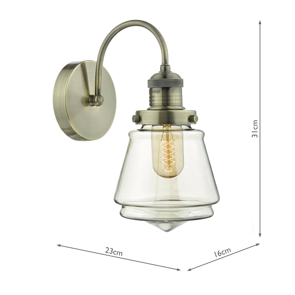 Curtis Wall Light Antique Brass & Champagne Glass<br>Antique Brass