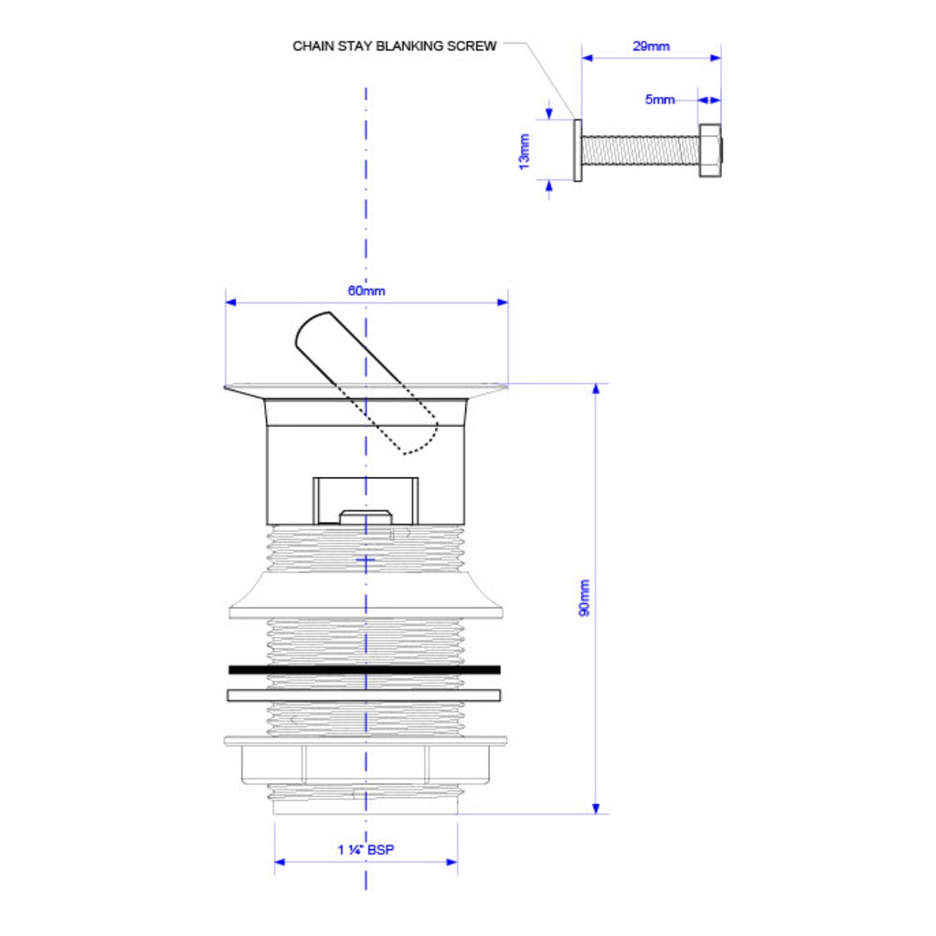 McAlpine Brass Swivel Basin Plug - Chrome