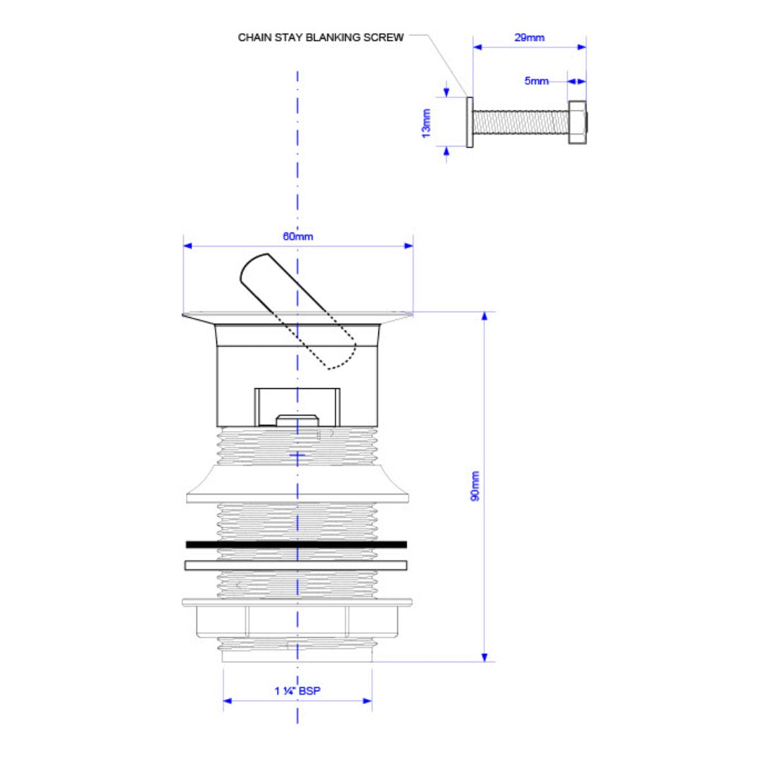 McAlpine Brass Swivel Basin Plug - Chrome