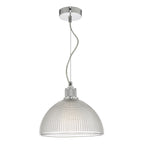 Cytheria 1 Light Pendant Chrome And Clear Glass<br>Ribbed Glass