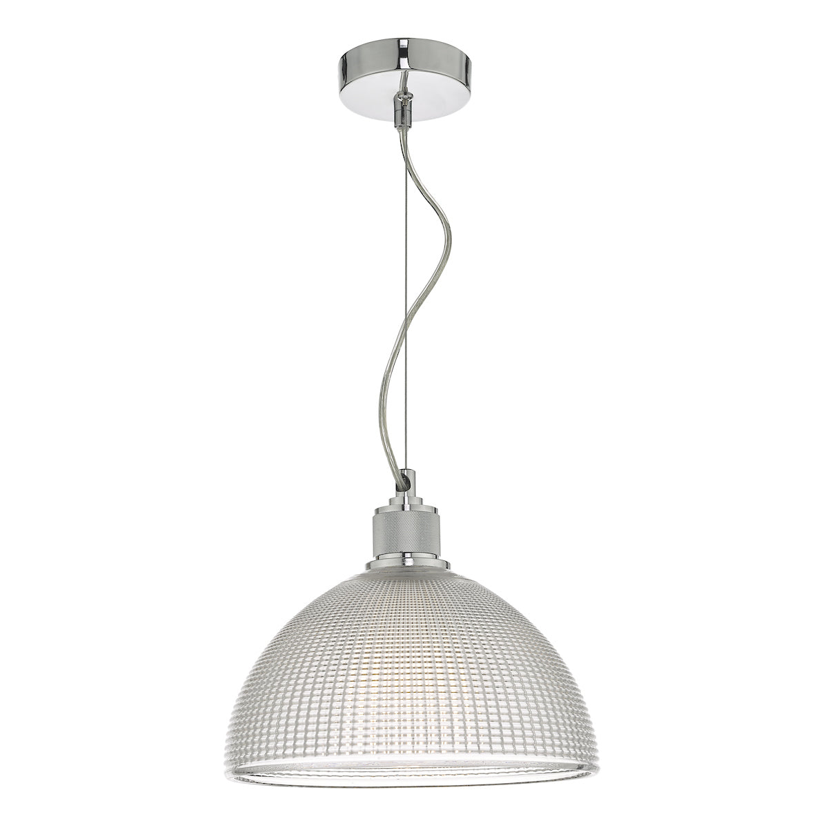 Cytheria 1 Light Pendant Chrome And Clear Glass<br>Ribbed Glass