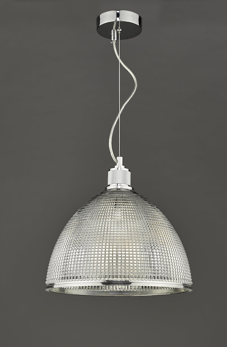 Cytheria 1 Light Pendant Chrome And Clear Glass<br>Ribbed Glass