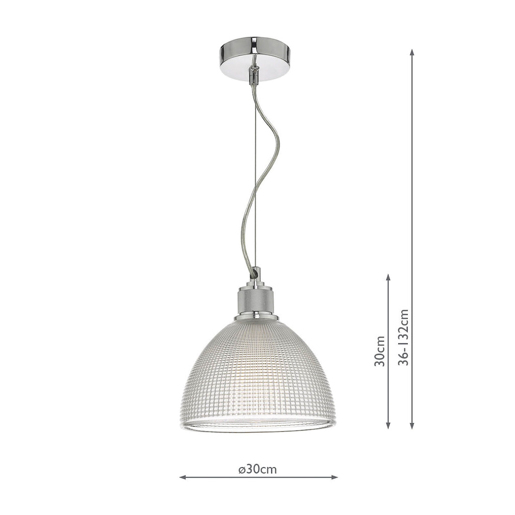Cytheria 1 Light Pendant Chrome And Clear Glass<br>Ribbed Glass