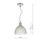 Cytheria 1 Light Pendant Chrome And Clear Glass<br>Ribbed Glass