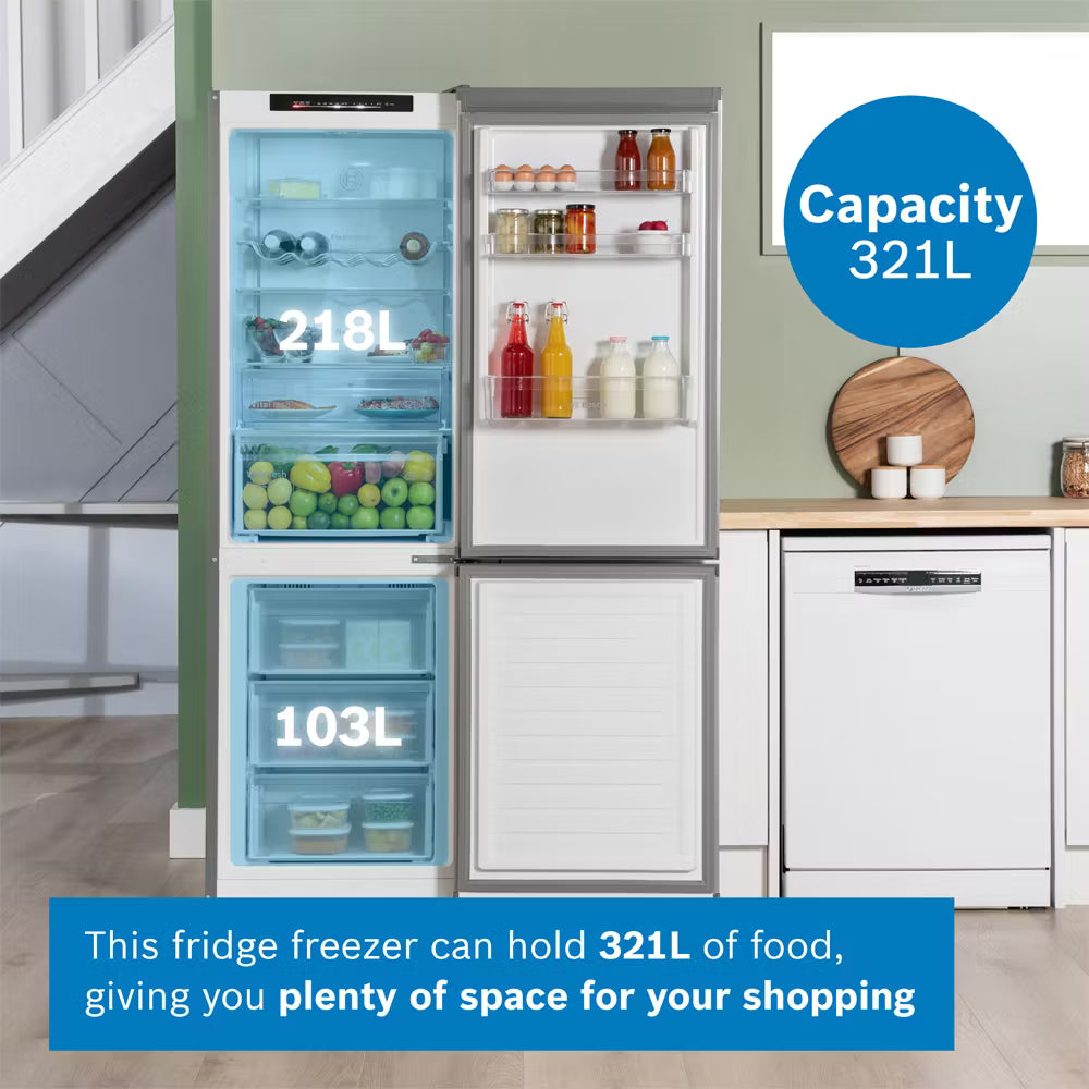 Bosch KGN362LDFG 60cm 70/30 Frost Free Fridge Freezer - Inox-look