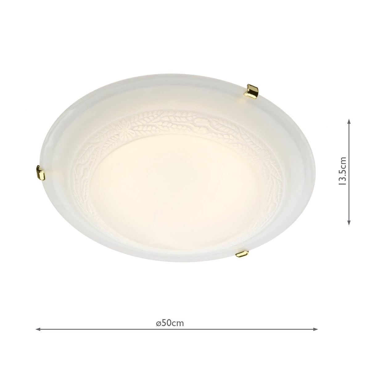 Damask 50cm Flush Brass & Glass<br>Alabaster Effect