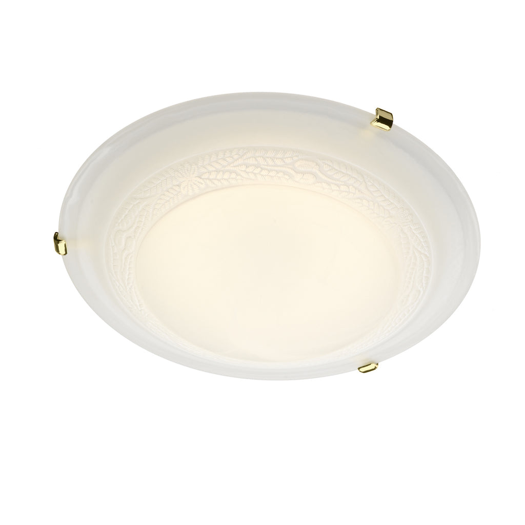 Damask 30cm Diam Flush(Glass White)<br>Alabaster Effect