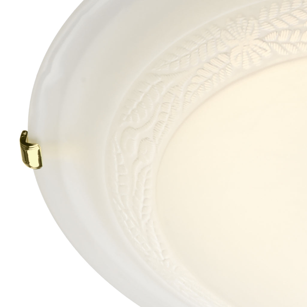Damask 30cm Diam Flush(Glass White)<br>Alabaster Effect