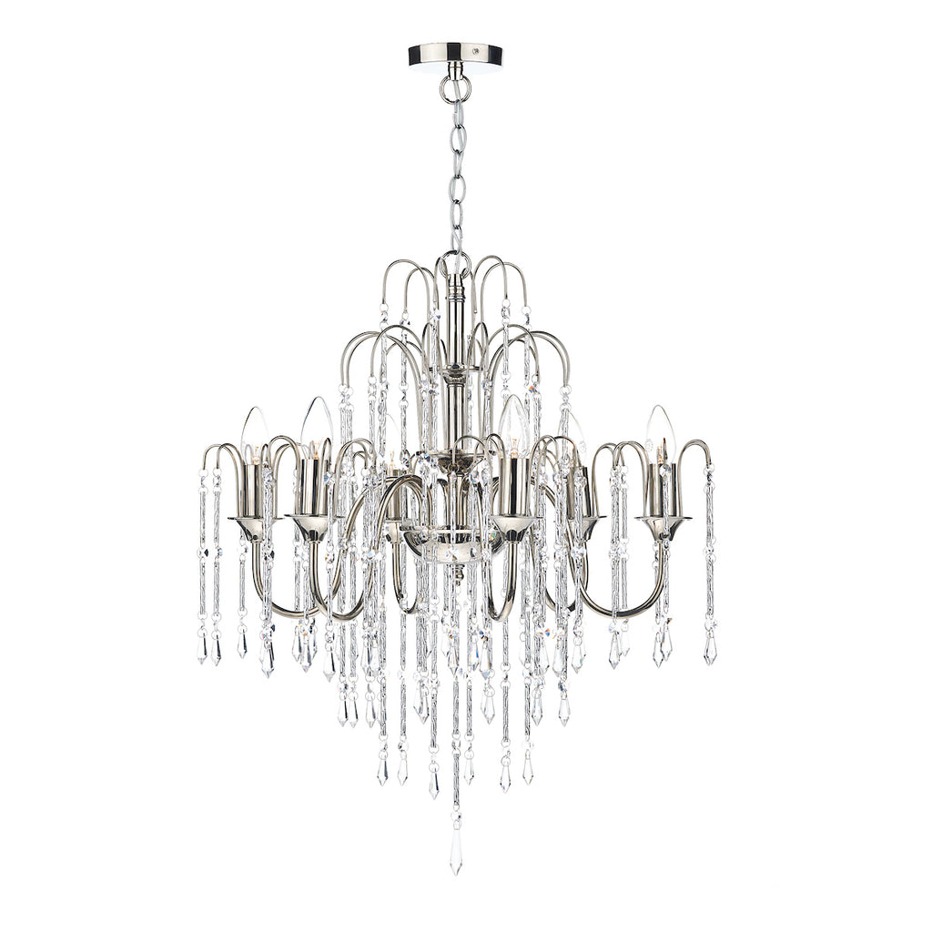 Daniella 6 Light Pendant Polished Nickel Crystal Dual Mount<br>Polished Nickel