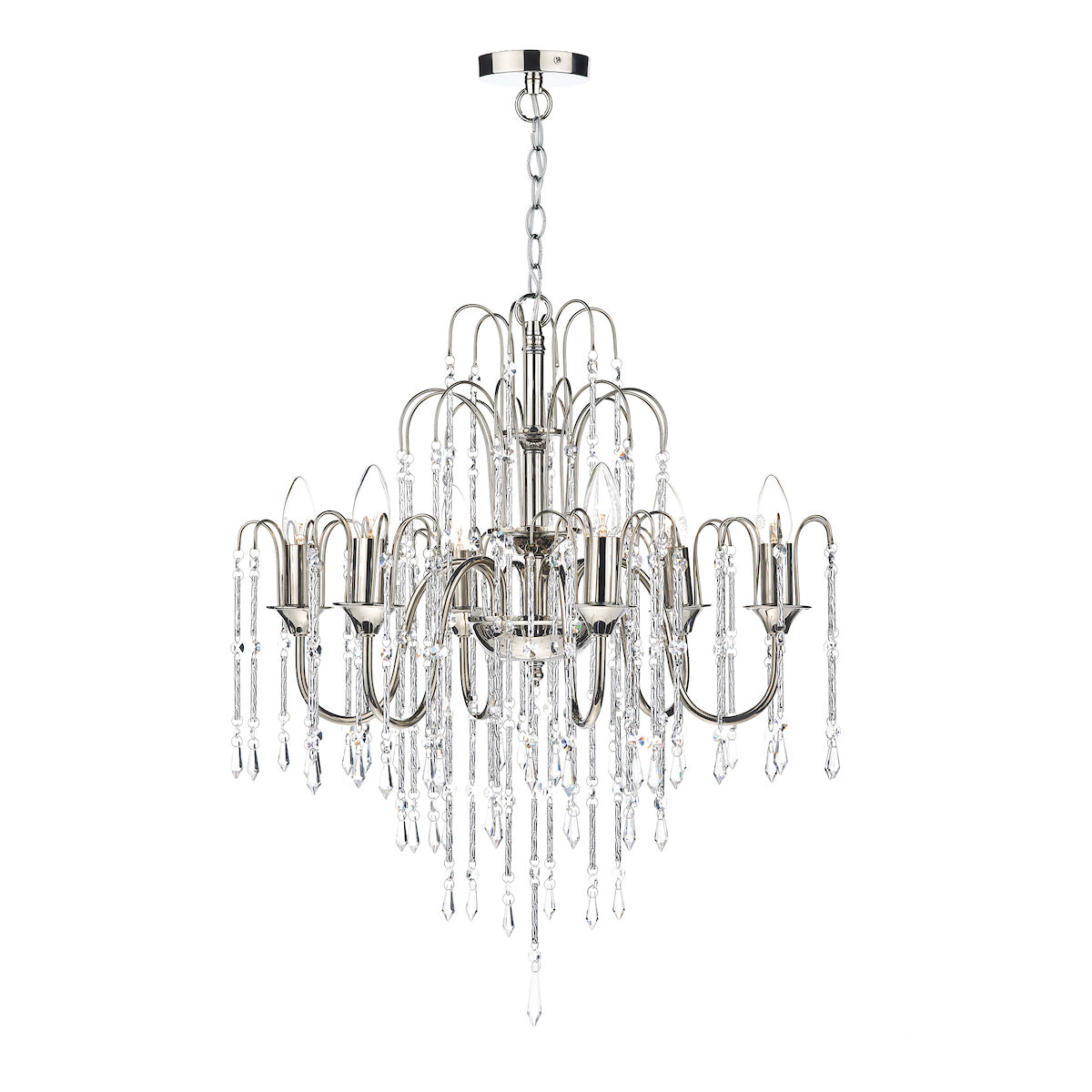 Daniella 6 Light Pendant Polished Nickel Crystal Dual Mount<br>Polished Nickel