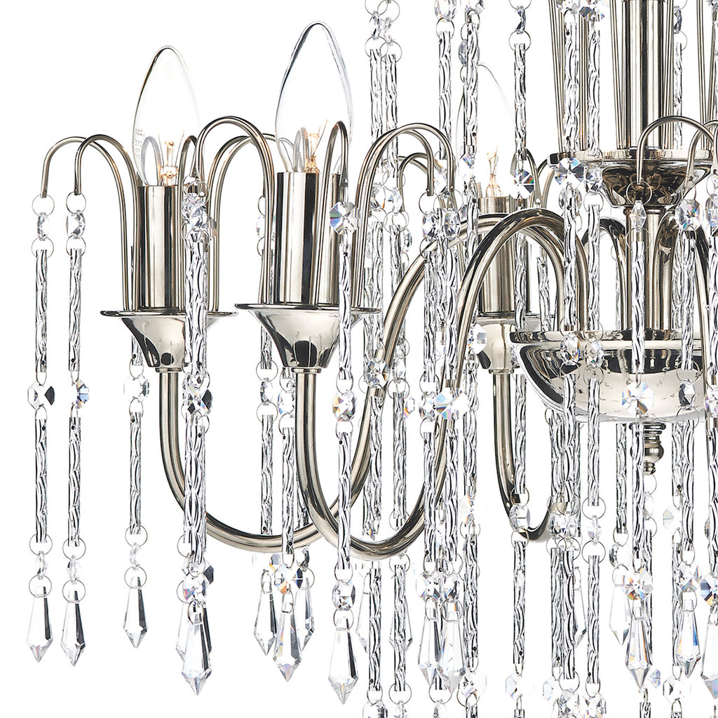 Daniella 6 Light Pendant Polished Nickel Crystal Dual Mount<br>Polished Nickel