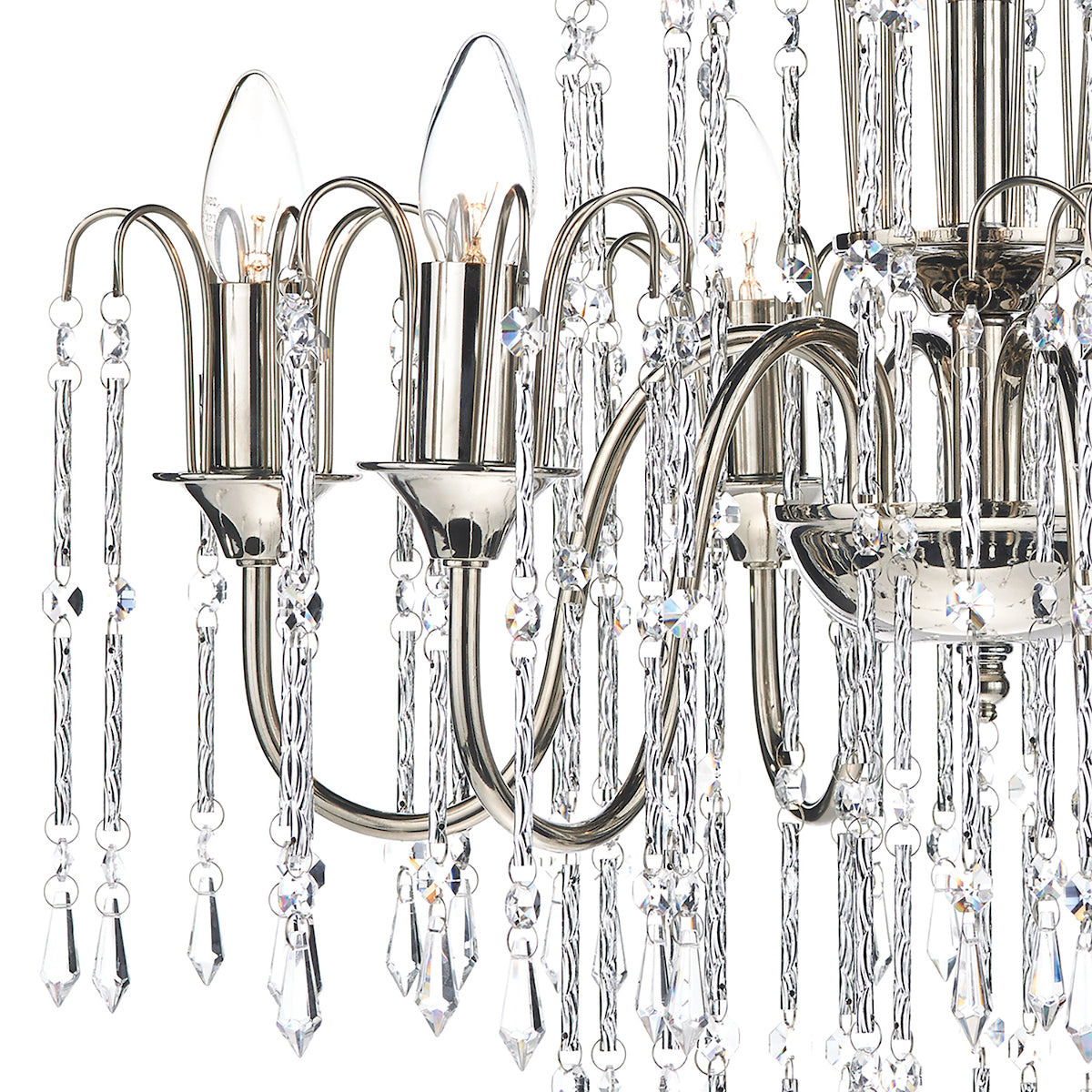 Daniella 6 Light Pendant Polished Nickel Crystal Dual Mount<br>Polished Nickel