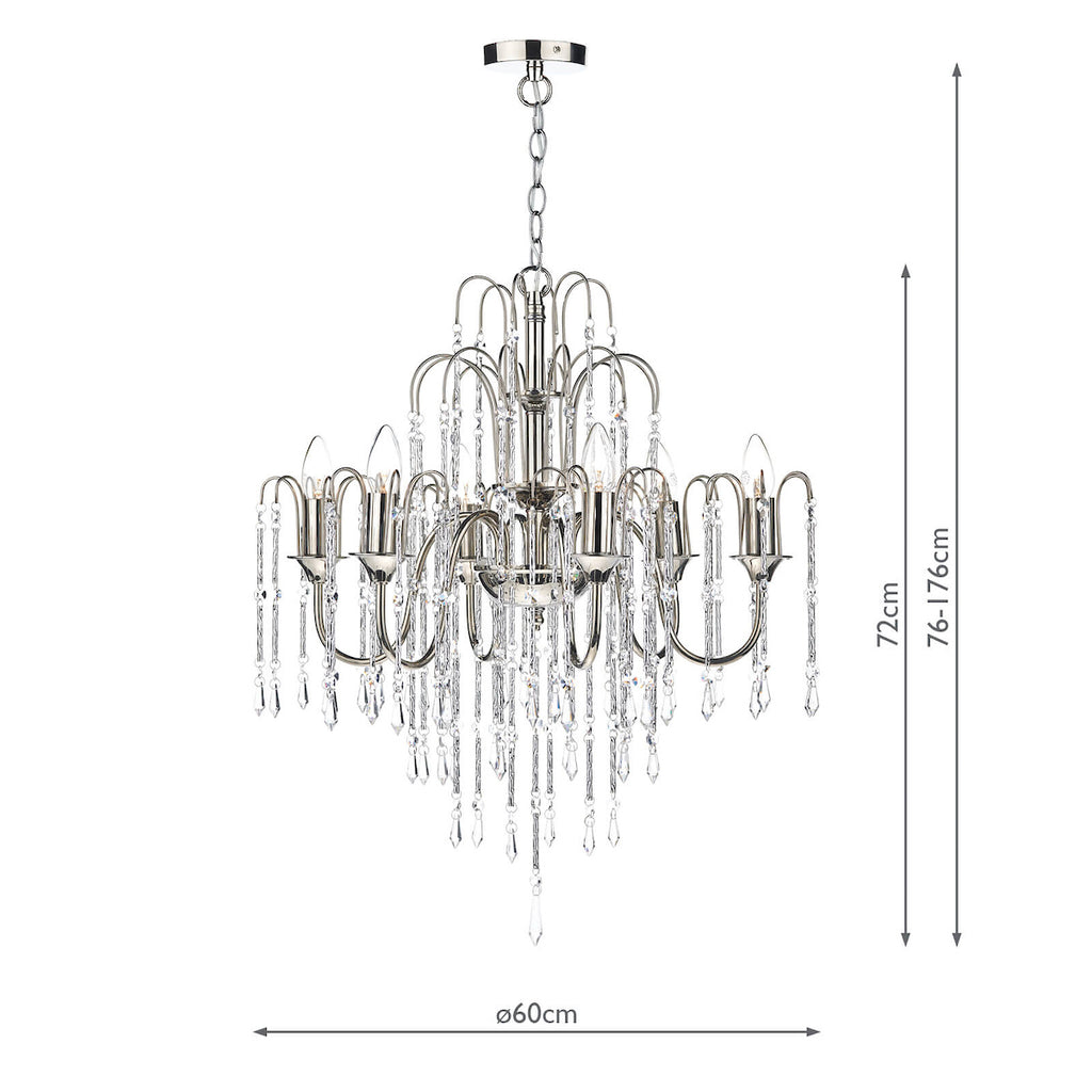 Daniella 6 Light Pendant Polished Nickel Crystal Dual Mount<br>Polished Nickel