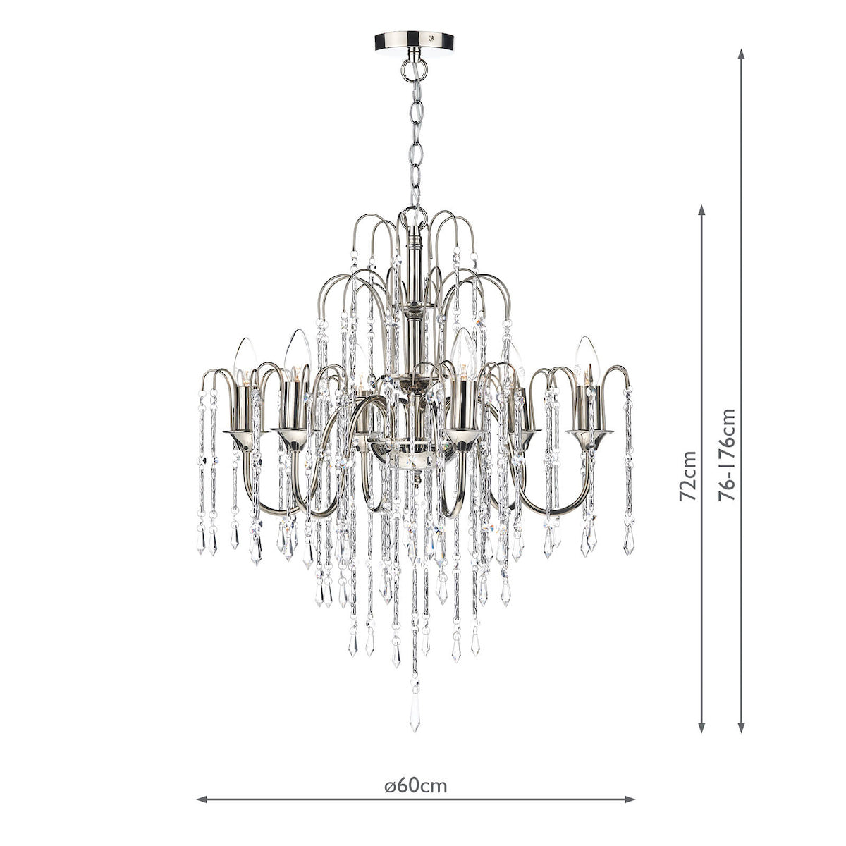 Daniella 6 Light Pendant Polished Nickel Crystal Dual Mount<br>Polished Nickel