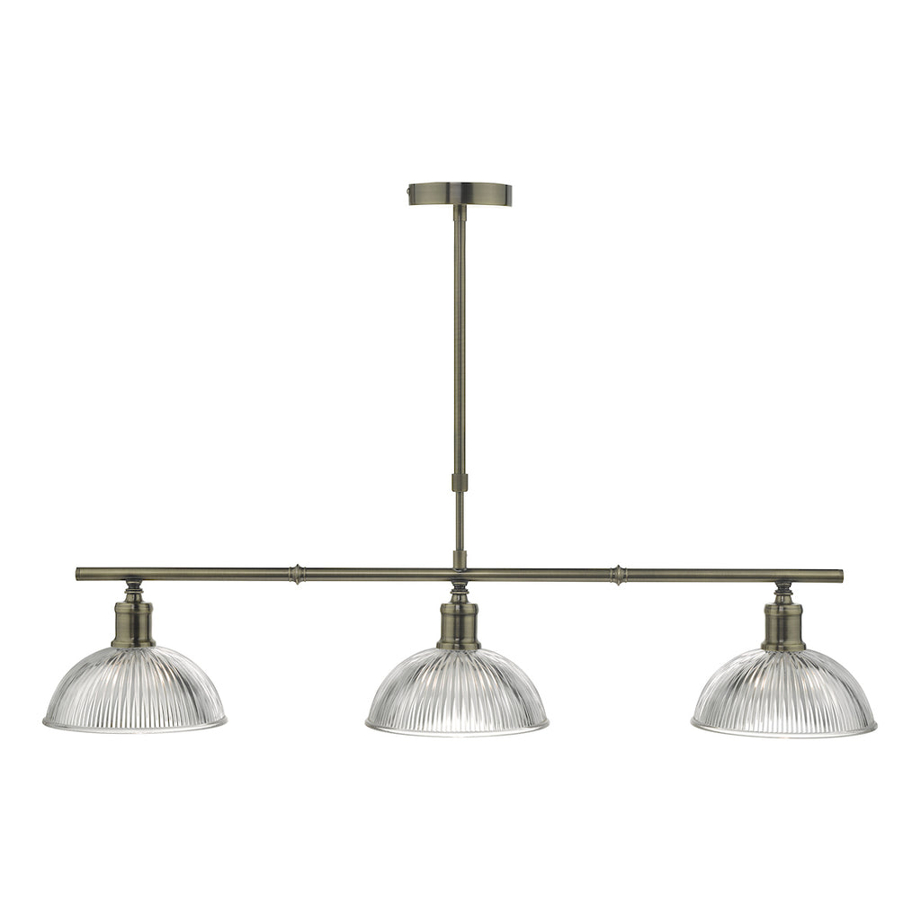 Dara 3 Light Bar Pendant Antique Brass & Glass<br>Antique Brass