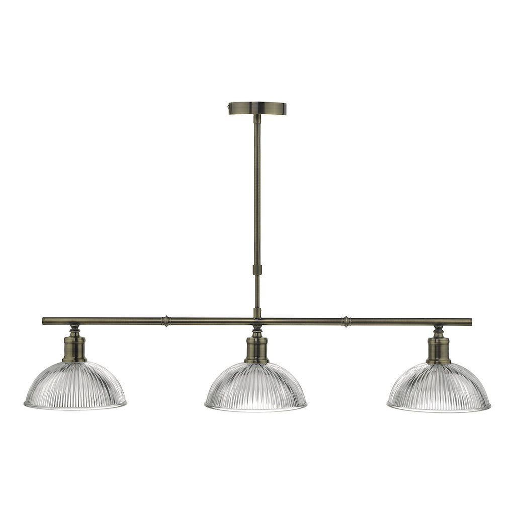 Dara 3 Light Bar Pendant Antique Brass & Glass<br>Antique Brass