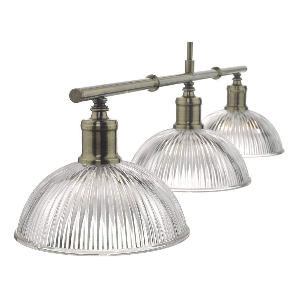 Dara 3 Light Bar Pendant Antique Brass & Glass<br>Antique Brass