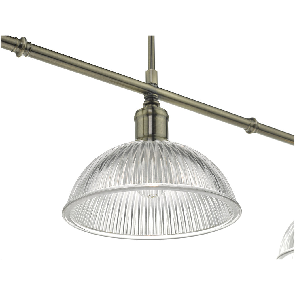 Dara 3 Light Bar Pendant Antique Brass & Glass<br>Antique Brass