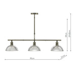 Dara 3 Light Bar Pendant Antique Brass & Glass<br>Antique Brass