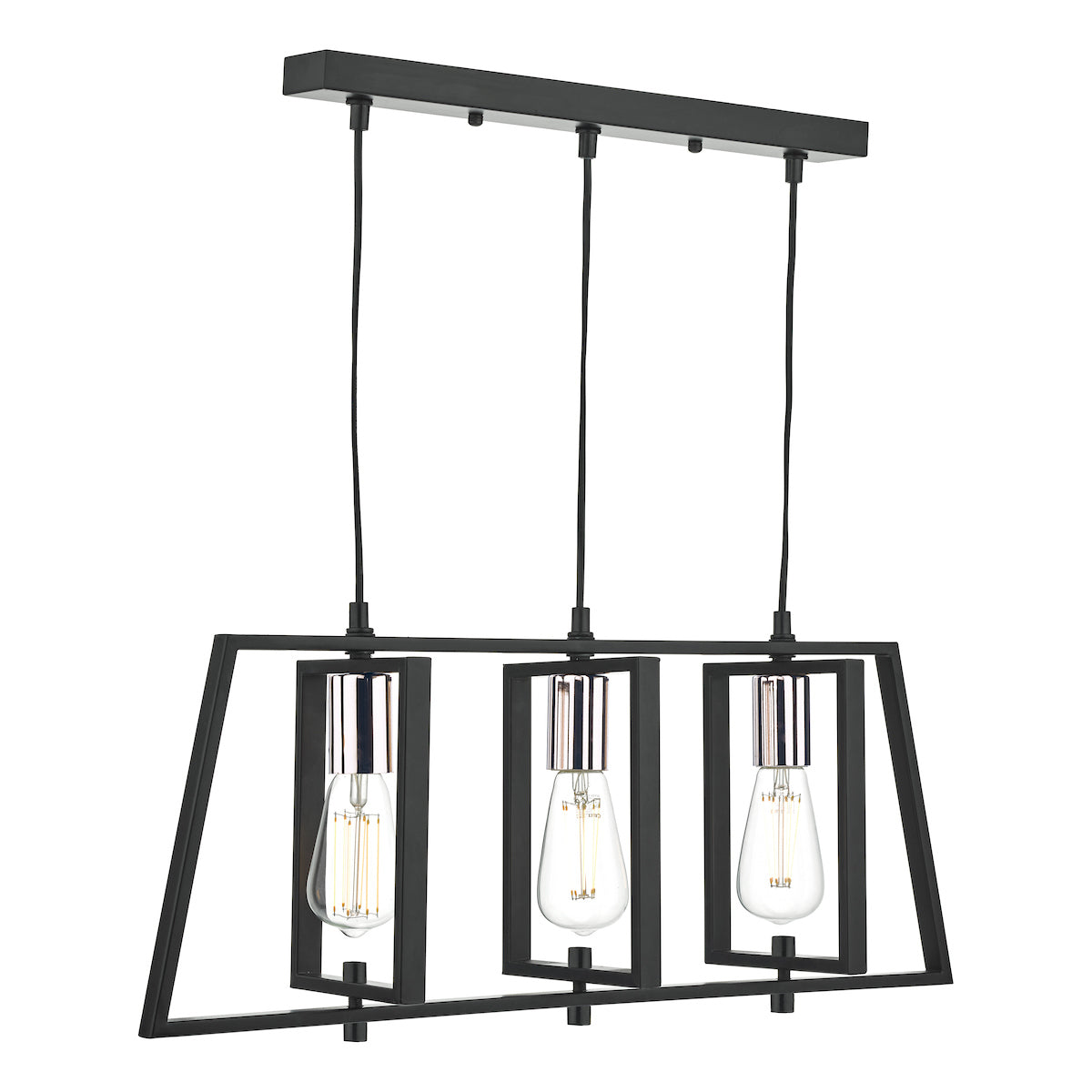 Dax 3 Light Bar Pendant Black & Polished Chrome<br>Matt Black