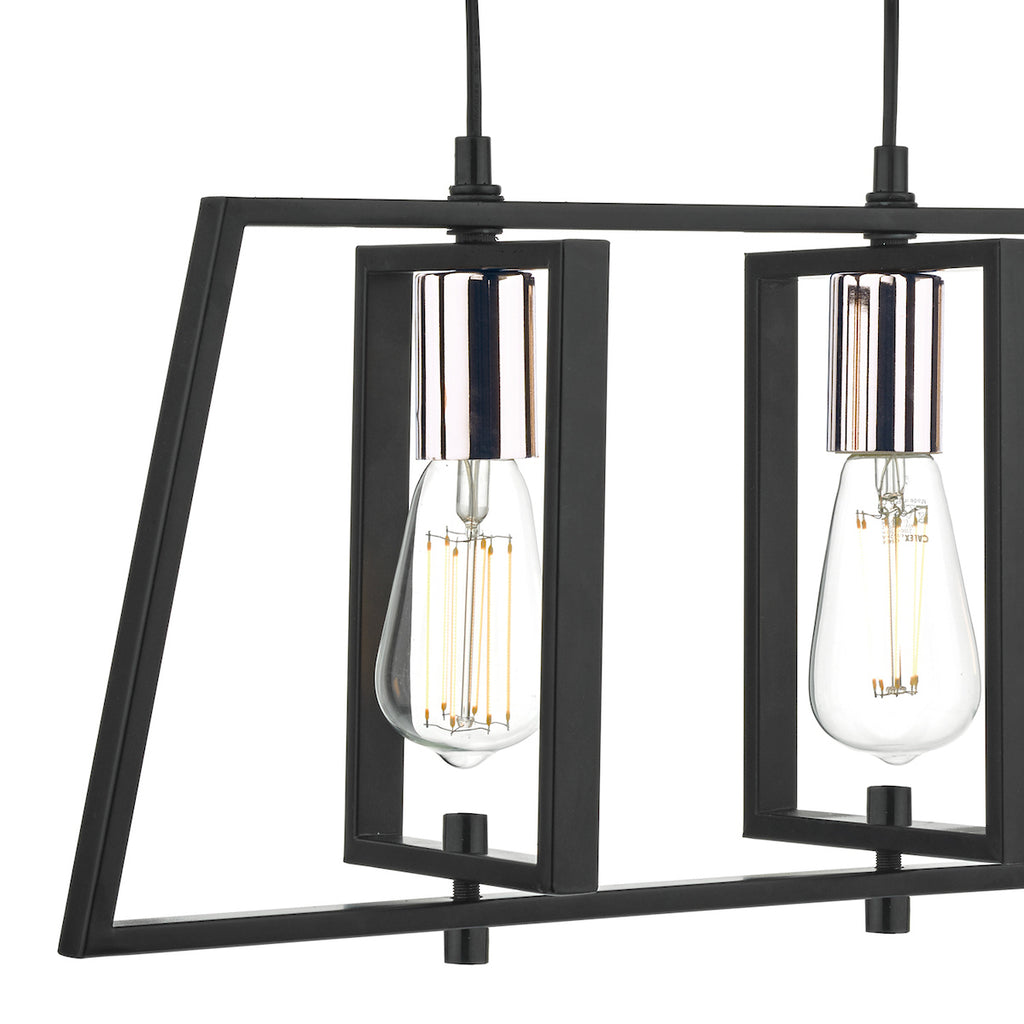 Dax 3 Light Bar Pendant Black & Polished Chrome<br>Matt Black