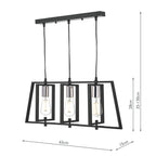 Dax 3 Light Bar Pendant Black & Polished Chrome<br>Matt Black