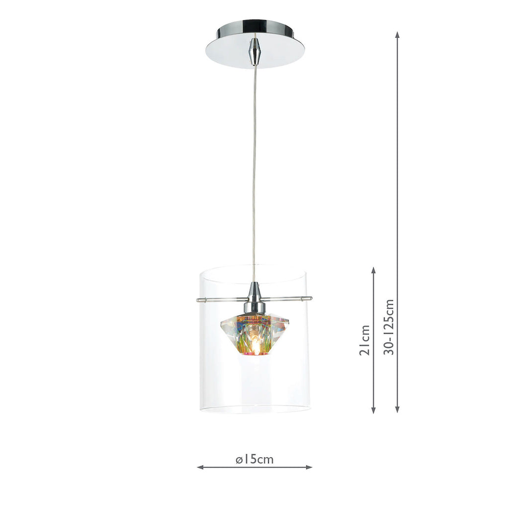 Decade 1 Light Pendant Polished Chrome/Clear<br>Polished Chrome