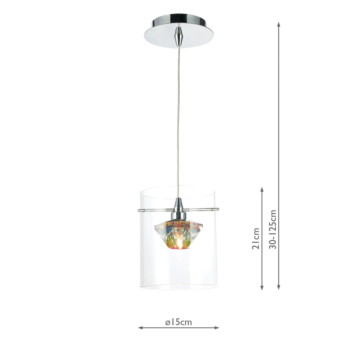 Decade 1 Light Pendant Polished Chrome/Clear<br>Polished Chrome