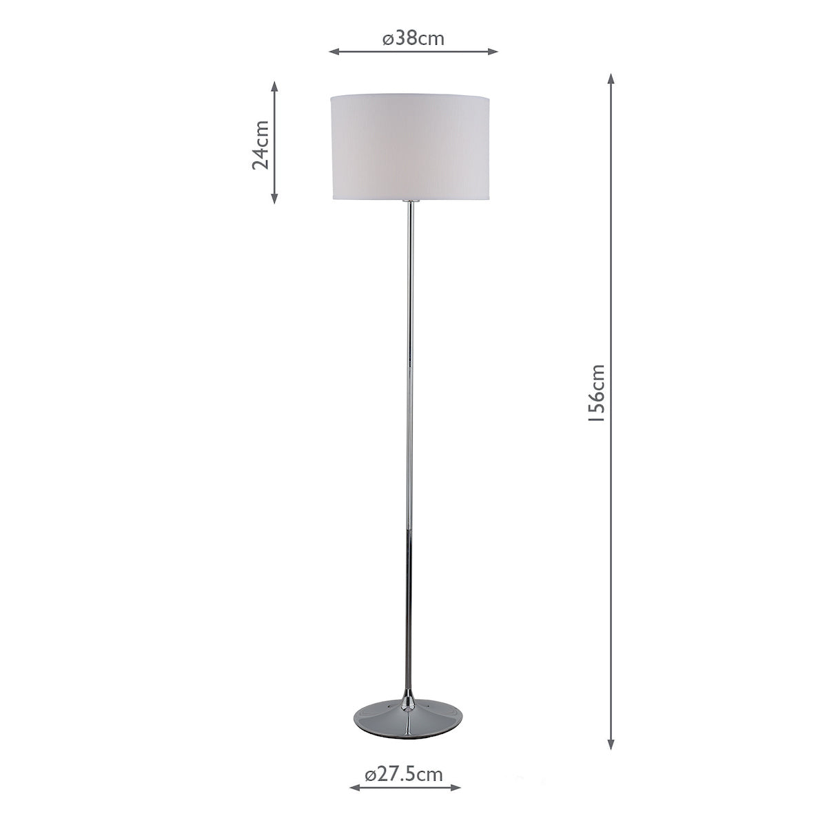 Delta Floor Lamp Polished Chrome With Shade <br>Polished Chrome