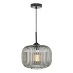 Demarius 1 Light Pendant Black and Smoked Glass<br>Smoked Glass