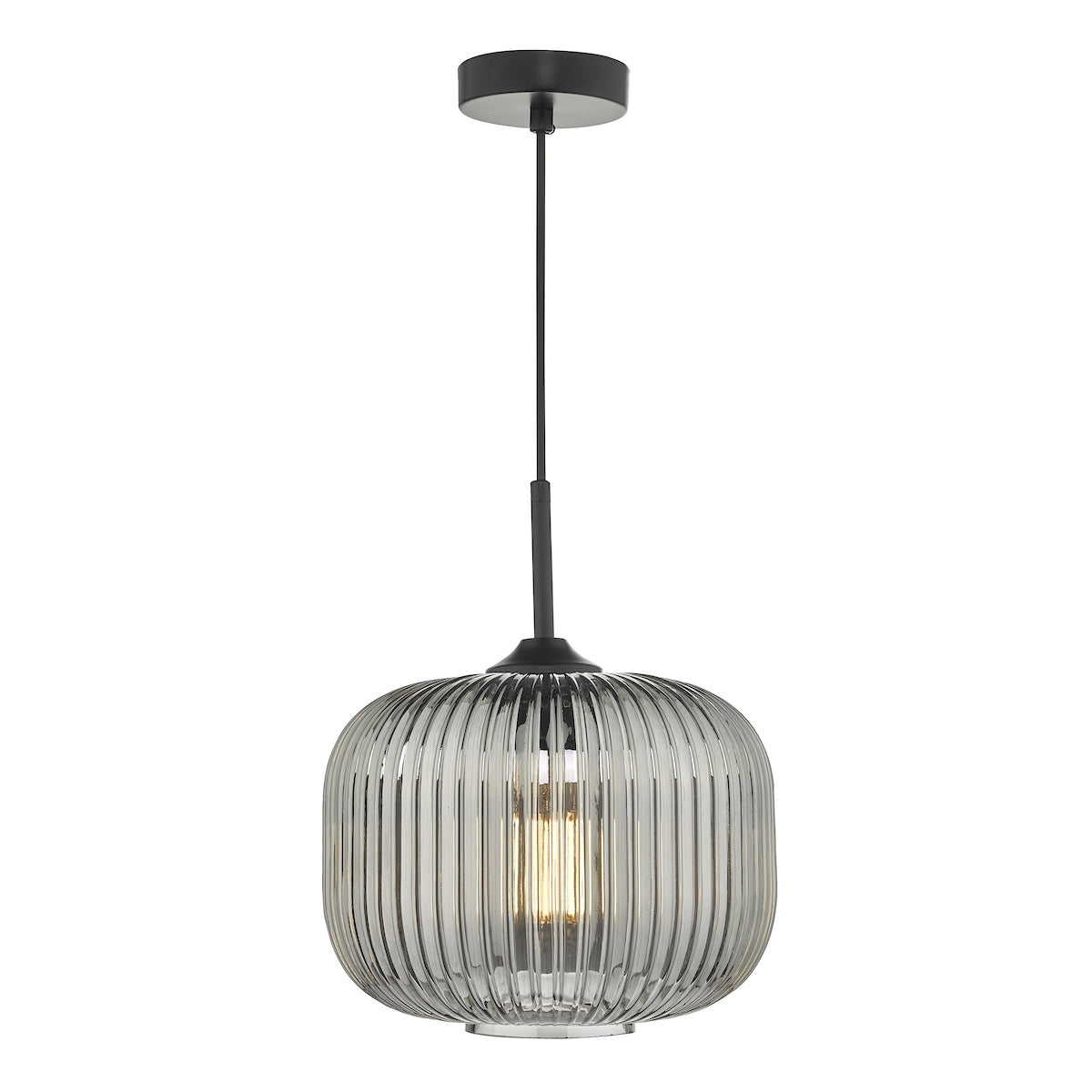 Demarius 1 Light Pendant Black and Smoked Glass<br>Smoked Glass